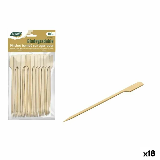 Conjunto de Espetos para Churrascos Algon Bambu 100 Peças 13,5 cm (18 Unidades)