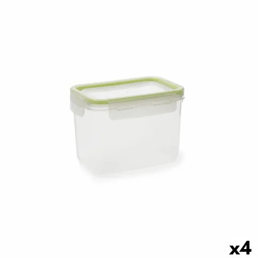 Lancheira Hermética Quid Greenery Transparente Plástico Retangular 1,05 L (4 Unidades)