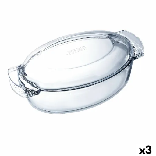 Travessa para o Forno Pyrex Classic Vidrio Transparente Vidro Ovalada 39 x 23 x 15 cm Com Tampa (3 Unidades)