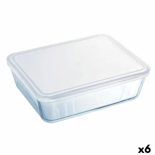 Lancheira Retangular com Tampa Pyrex Cook & Freeze 19 x 14 x 5 cm 800 ml Transparente Silicone Vidro (6 Unidades)