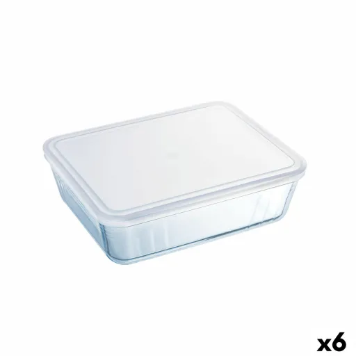 Lancheira Retangular com Tampa Pyrex Cook & Freeze 25 x 20 cm Transparente Silicone Vidro 2,6 L (6 Unidades)