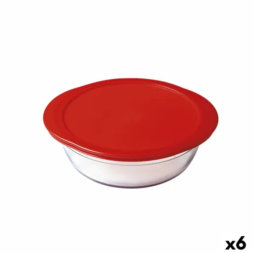 Lancheira Redonda com Tampa Ô Cuisine Cook&Store Ocu Vermelho 2,3 L 27 x 24 x 8 cm Vidro Silicone (6 Unidades)