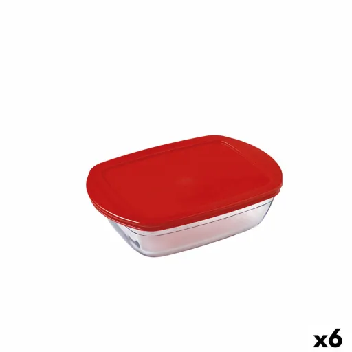 Lancheira Retangular com Tampa Ô Cuisine Cook & Store Vermelho 1,1 L 23 x 15 x 6,5 cm Silicone Vidro (6 Unidades)