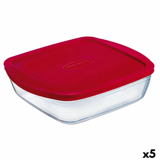 Lancheira Retangular com Tampa Ô Cuisine Cook&Store Ocu Vermelho 2,5 L 28 x 20 x 8 cm Silicone Vidro (5 Unidades)