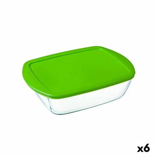 Lancheira Retangular com Tampa Pyrex Cook & Store Verde 1,1 L 23 x 15 x 7 cm Silicone Vidro (6 Unidades)