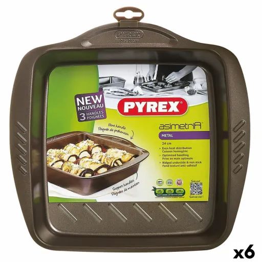 Molde para o Forno Pyrex Asimetria Quadrado Preto Metal 24 x 24 cm (6 Unidades)