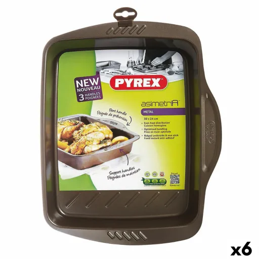 Travessa para o Forno Pyrex Asimetria Retangular Metal 30 x 24 cm (6 Unidades)