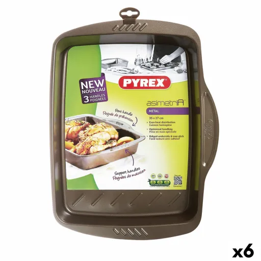 Molde Retangular Pyrex Asimetria Preto Metal 35 x 27 cm Retangular (6 Unidades)