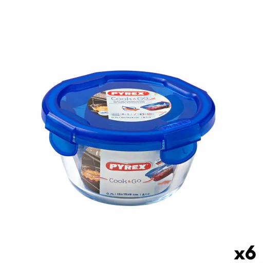 Lancheira Hermética Pyrex Cook & go 15,5 x 15,5 x 8,5 cm Azul 700 ml Vidro (6 Unidades)