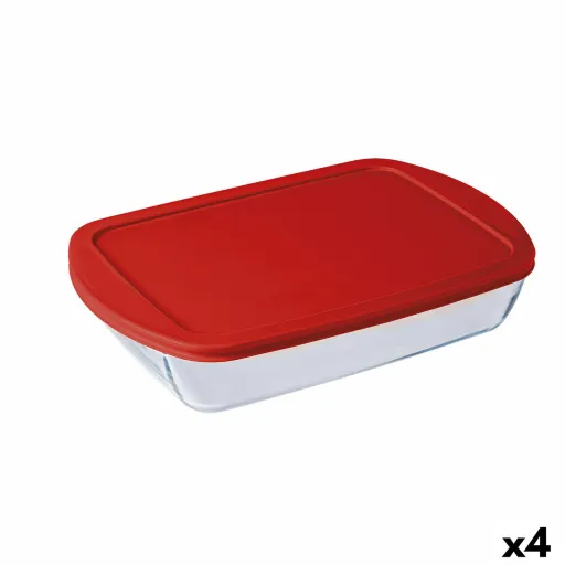 Lancheira Retangular com Tampa Ô Cuisine Cook&Store Ocu Transparente Vidro Silicone 4,5 L (4 Unidades)