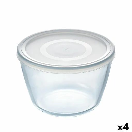 Lancheira Redonda com Tampa Pyrex Cook & Freeze 1,6 L 17 x 17 x 12 cm Transparente Silicone Vidro (4 Unidades)