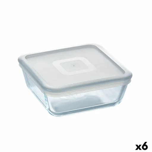 Lancheira Quadrada com Tampa Pyrex Cook&Freeze 850 ml 14 x 14 cm Transparente Vidro Silicone (6 Unidades)