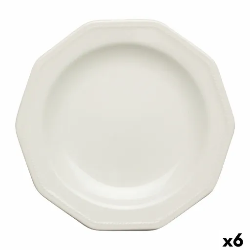 Prato de Sobremesa Churchill Artic Cerâmica Branco Servies (Ø 20,5 cm) (6 Unidades)