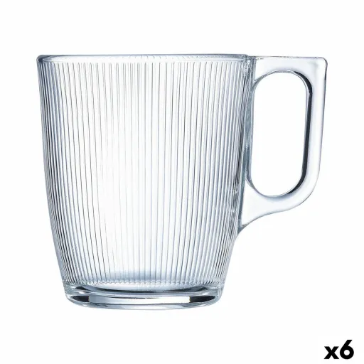 Kop Luminarc Stripy Pequeno-Almoço Transparente Vidro (250 ml) (6 Unidades)