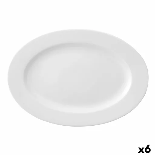 Prato de Jantar Ariane Prime Oval Branco Cerâmica 32 x 25 cm (6 Unidades)