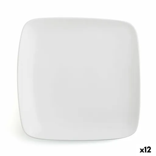 Prato de Jantar Ariane Vital Square Quadrado Branco Cerâmica 24 x 19 cm (12 Unidades)