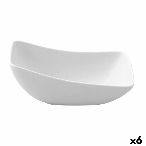 Tigela Ariane Vital Quadrado Cerâmica Branco (Ø 14 cm) (6 Unidades)