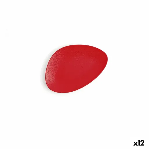 Prato de Jantar Ariane Antracita Triangular Vermelho Cerâmica Ø 21 cm (12 Unidades)