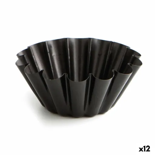 Molde para Pudim Quid Sweet Grey Preto Metal Ø 14 cm (12 Unidades)