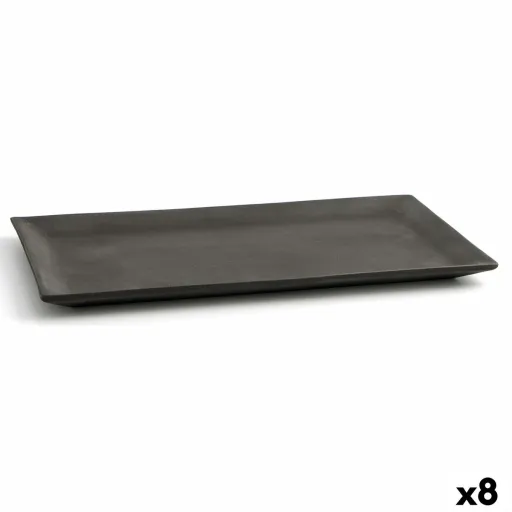 Bandeja de Aperitivos Quid Mineral Gres Preto Cerâmica 15 x 30 cm (8 Unidades)