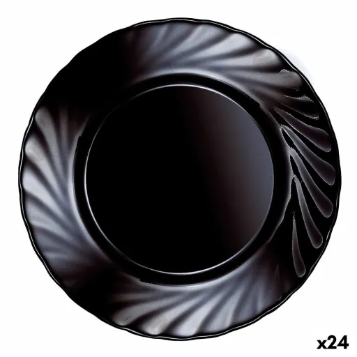 Prato de Sobremesa Luminarc Trianon Preto Vidro (Ø 19,5 cm) (24 Unidades)