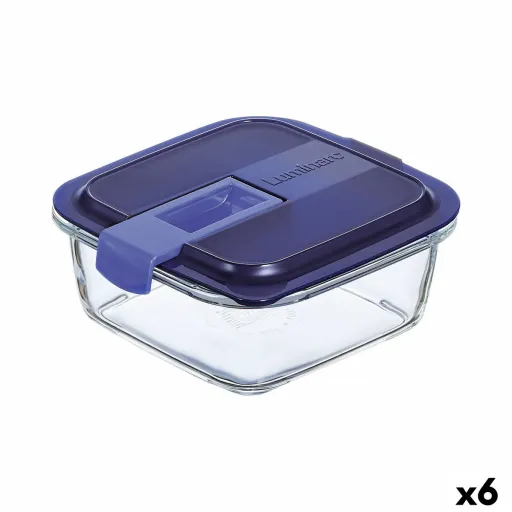 Lancheira Hermética Luminarc Easy Box Azul Vidro (760 ml) (6 Unidades)