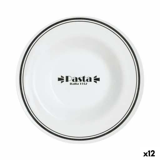 Prato para Massa Luminarc Friends Time Bistro Branco/Preto Vidro 28,5 cm (12 Unidades)