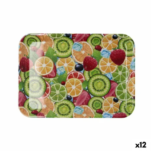 Bandeja de Pequeno-Almoço Quid Habitat Multicolor Plástico 32 x 23 x 1,7 cm Com Pegas Frutas (12 Unidades)