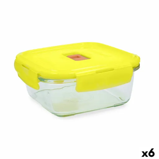 Lancheira Hermética Luminarc Pure Box Holy Amarelo Vidro Quadrado 1,22 L (6 Unidades)