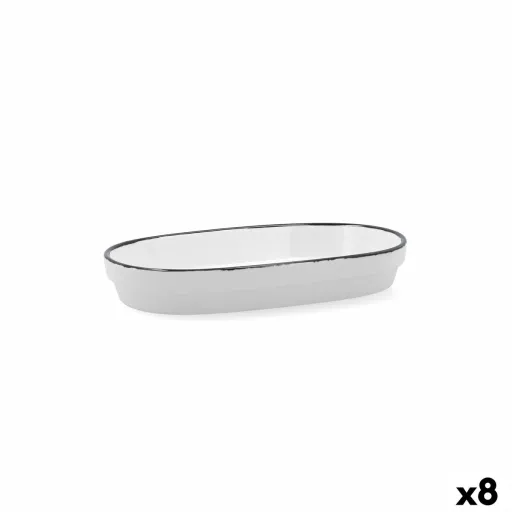 Bandeja de Aperitivos Ariane Vital Filo Branco Preto Cerâmica Alumina 17,3 x 2,6 x 10 cm (8 Unidades)