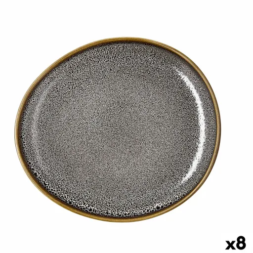 Prato de Jantar Ariane Jaguar Freckles Castanho Cerâmica Oval 25 cm (8 Unidades)