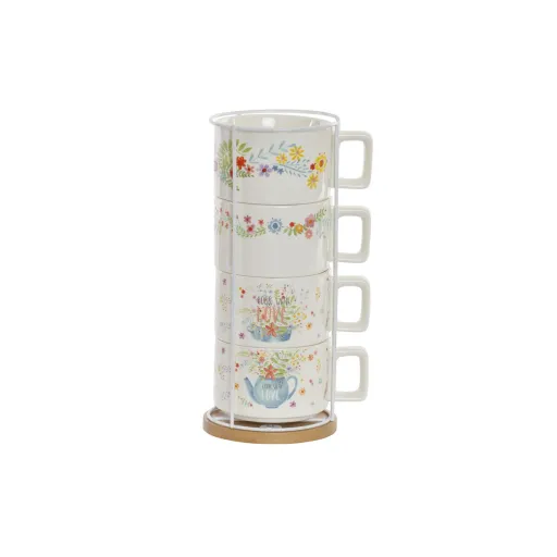 Conjunto de Chávenas de Café DKD Home Decor Multicolor Metal Bambu Dolomite 260 ml