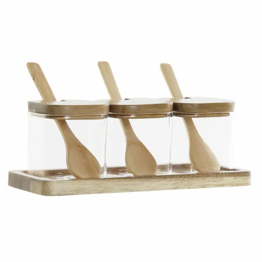 Conjunto de 3 Potes DKD Home Decor Multicolor Transparente Natural 150 ml 20,5 x 8 x 1,5 cm