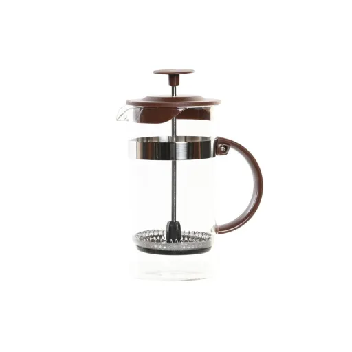 Cafeteira de Êmbolo DKD Home Decor Castanho Transparente Aço Inoxidável Vidro de Borosilicato 350 ml 16 x 9 x 18,5 cm