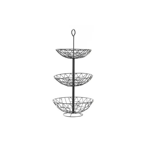 Fruteira DKD Home Decor Preto Metal Geométrico 28 x 28 x 58 cm