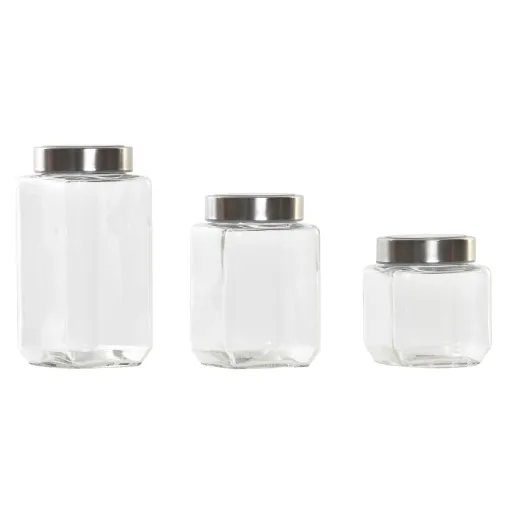 Conjunto de 3 Potes DKD Home Decor 750 ml 8,5 x 8,5 x 18 cm