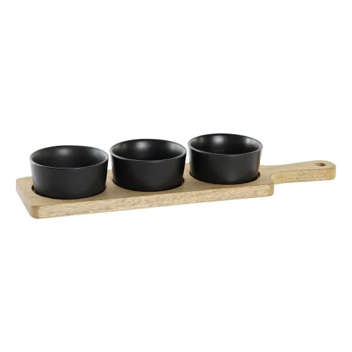 Bandeja de Aperitivos DKD Home Decor Preto Natural Acácia Grés 38 x 10 x 5,2 cm