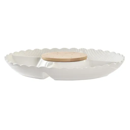 Bandeja de Aperitivos DKD Home Decor 25,5 x 25,5 x 3 cm Natural Porcelana Branco