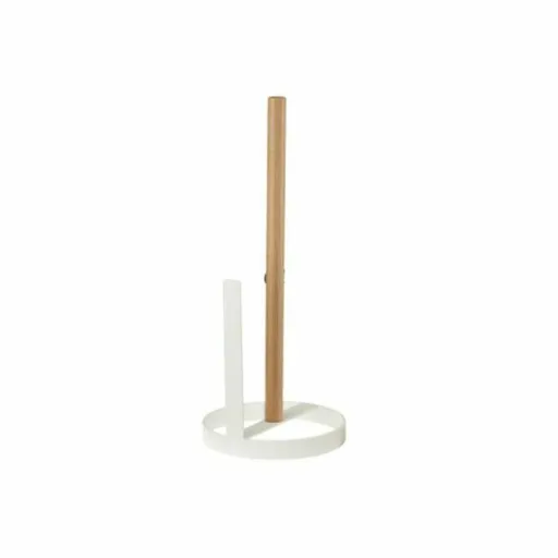 Suporte para Rolos de Papel de Cozinha DKD Home Decor 13 x 13 x 31,5 cm Natural Metal Branco Pinheiro