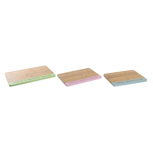 Tábua de Corte DKD Home Decor Azul Verde Cor de Rosa Bambu 33,5 x 22,4 x 1,2 cm