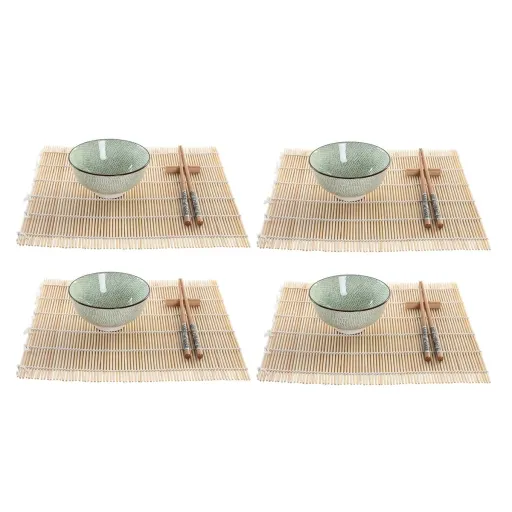 Conjunto de Sushi DKD Home Decor 14,5 x 14,5 x 35 cm Grés Oriental (16 Peças)