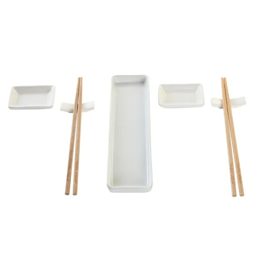 Conjunto de Sushi DKD Home Decor 24 x 7 x 2 cm Natural Branco Grés Oriental