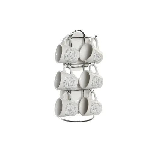 Conjunto de Chávenas com Pratos DKD Home Decor Branco Metal Grés 180 ml 12 x 12 x 2 cm