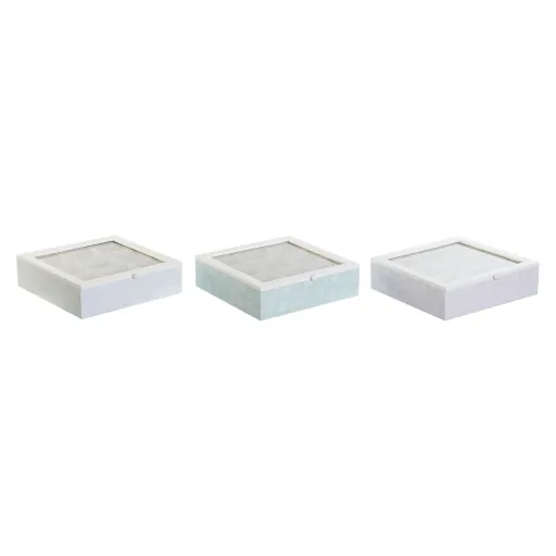 Caixa para Infusões DKD Home Decor Azul Branco Verde Lilás Metal Cristal Madeira MDF (3 Unidades)