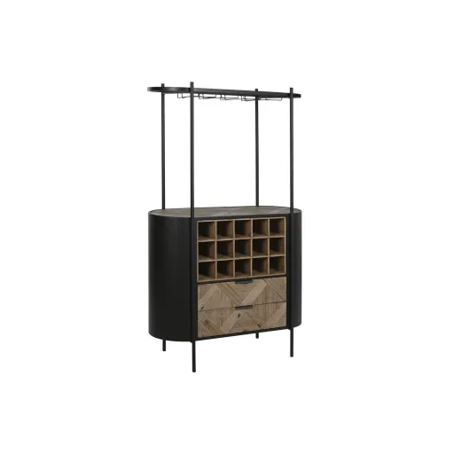 Suporte para Garrafas Home ESPRIT Preto Natural Metal Abeto 90 x 36 x 150 cm