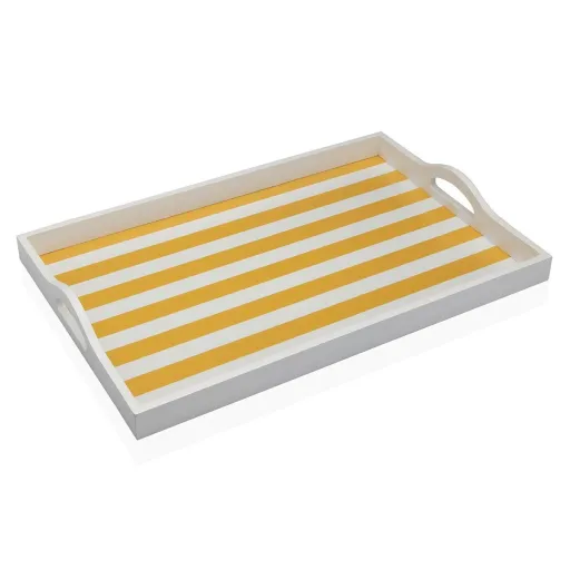 Tabuleiro Versa Amarelo Madeira MDF 30 x 5 x 45 cm Riscas