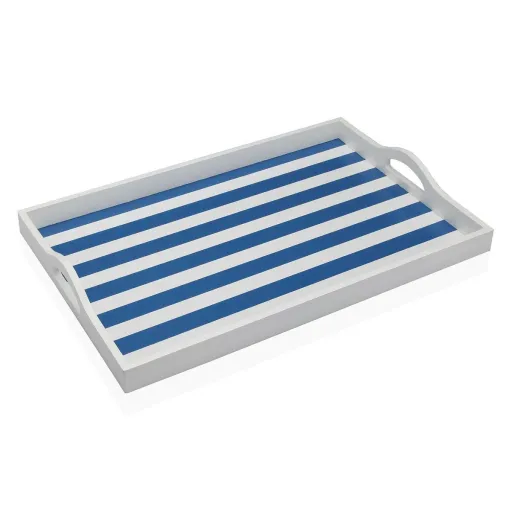 Tabuleiro Versa Azul Madeira MDF 30 x 5 x 45 cm Riscas