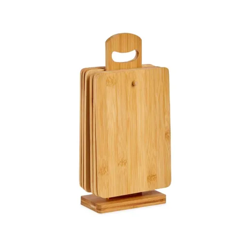 Conjunto Tábua de Corte Com Suporte Castanho Bambu (6 Peças) (21 x 14 x 0,8 cm)