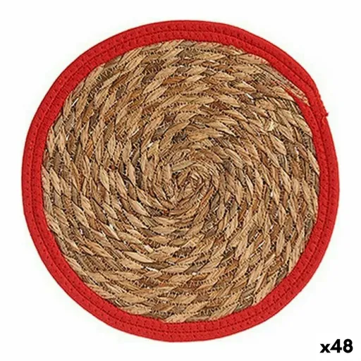 Individuais Natural Vermelho Fibra Natural (30 x 1 x 30 cm) (48 Unidades)