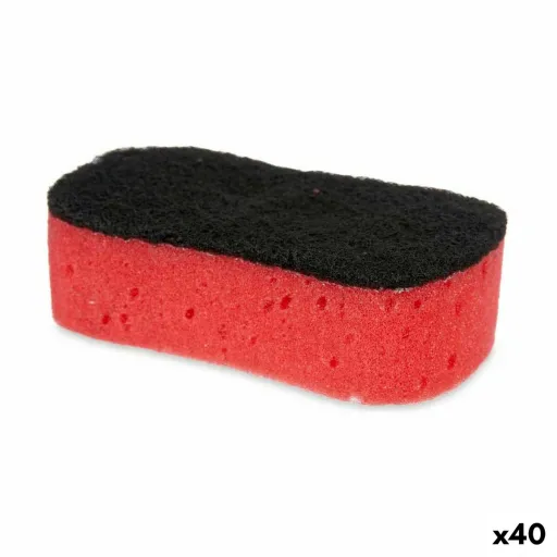 Esfregão Preto Vermelho Espuma Fibra Abrasiva 7,3 x 4 x 12,3 cm (40 Unidades)